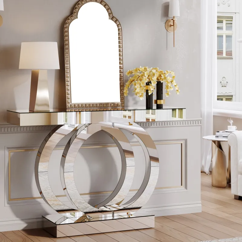 Tribesigns Console Tables|Console Tables*43" Mirrored Console Table, Glass Sofa Table Foyer Table