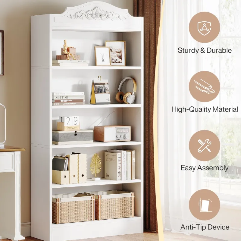 Tribesigns Bookcases & Bookshelves|Bookcases & Bookshelves*72" Modern Bookshelf, Freestanding Etagere Bookcase with Storage Shelves