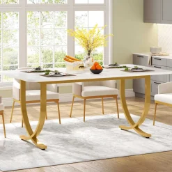 Tribesigns Dining Tables*63" Modern Dining Table Kitchen Table with Faux Marble Table Top
