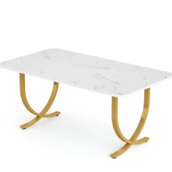 Tribesigns Dining Tables*63" Modern Dining Table Kitchen Table with Faux Marble Table Top