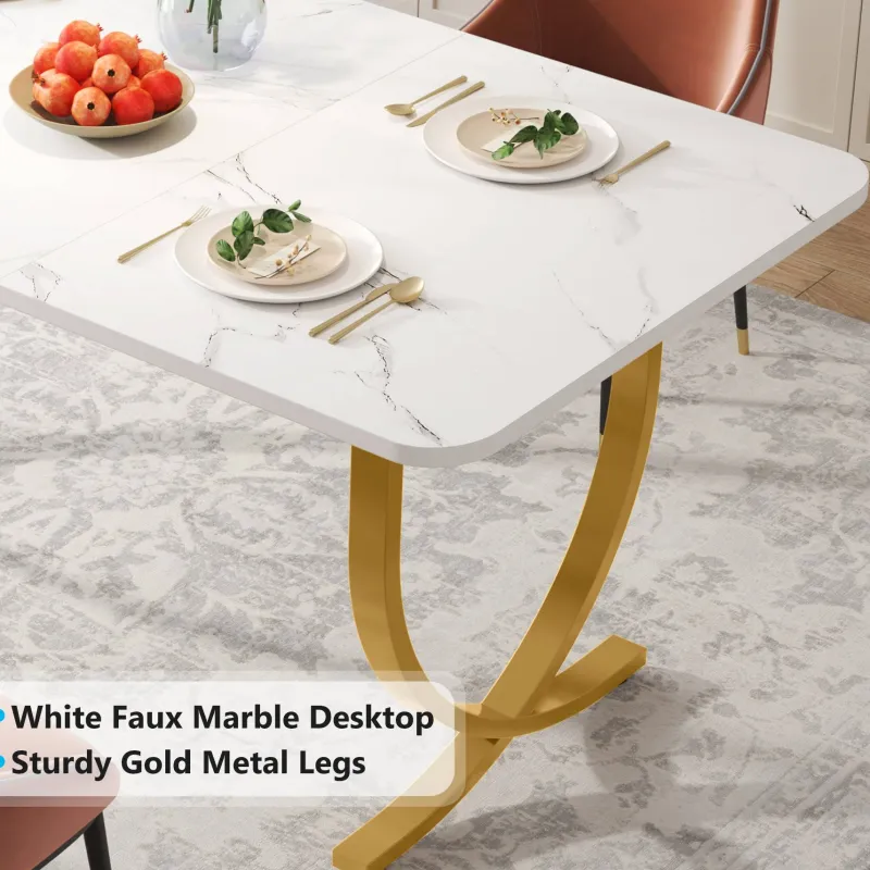 Tribesigns Dining Tables*63" Modern Dining Table Kitchen Table with Faux Marble Table Top