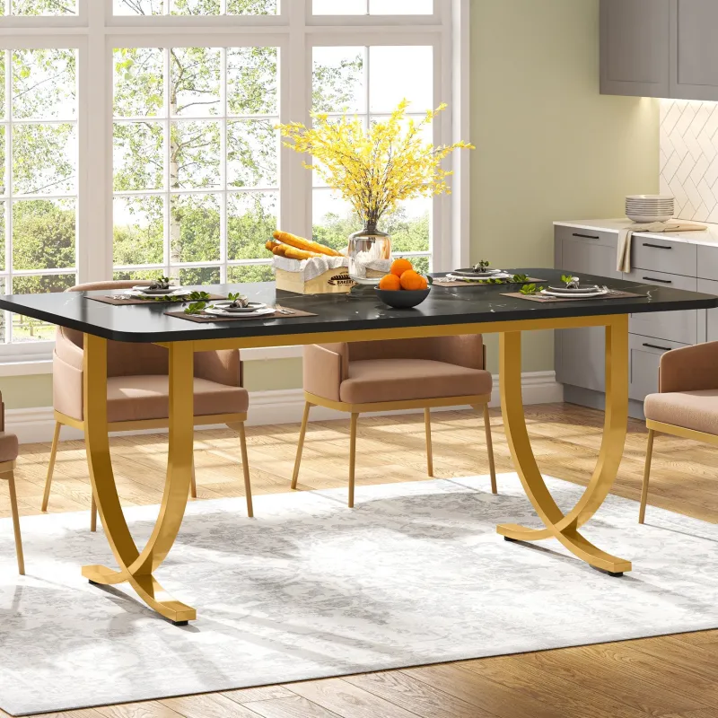 Tribesigns Dining Tables*63" Modern Dining Table Kitchen Table with Faux Marble Table Top
