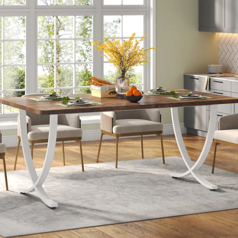 Tribesigns Dining Tables*63" Modern Dining Table Kitchen Table with Faux Marble Table Top
