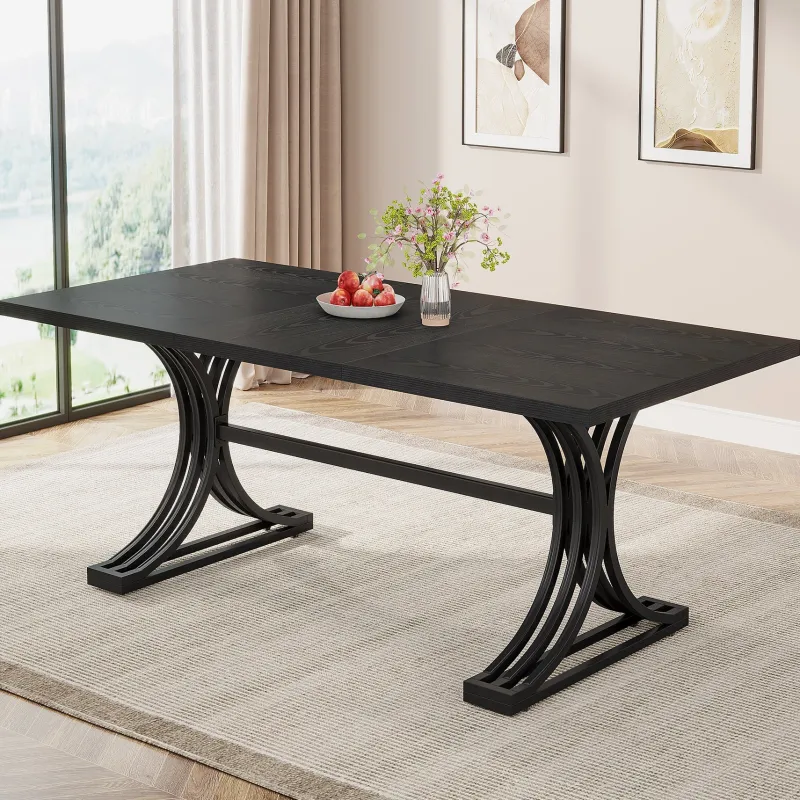 Tribesigns Dining Tables*63'' Modern Dining Table with Faux Marble Tabletop & Metal Legs