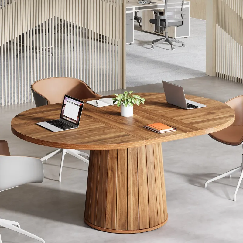 Tribesigns Desks*55" Oval Meeting Table, Wood Conference Table For 6 People