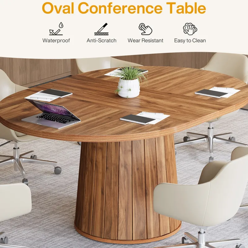 Tribesigns Desks*55" Oval Meeting Table, Wood Conference Table For 6 People
