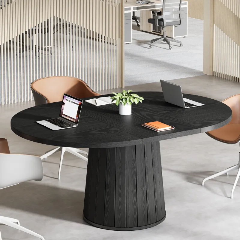Tribesigns Desks*55" Oval Meeting Table, Wood Conference Table For 6 People