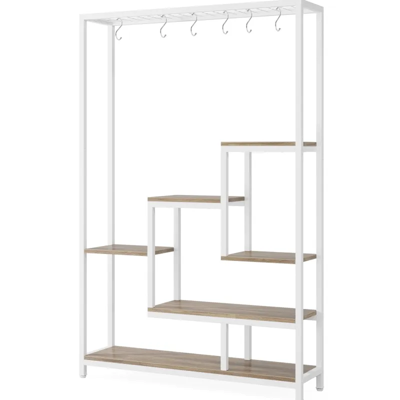 Tribesigns Plant Stands|Plant Stands*70.9" Plant Stand, Large Flower Bonsai Shelf with 6 S Hanging Hooks