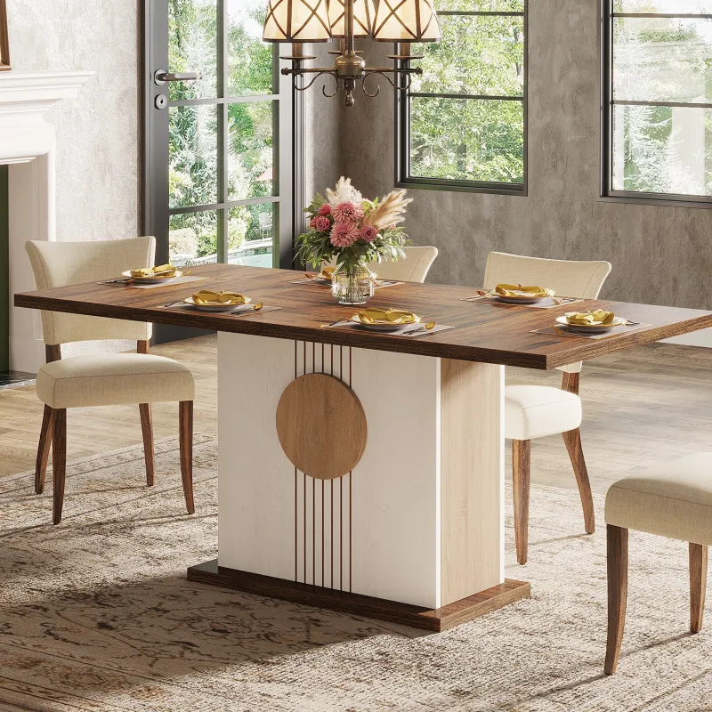 Tribesigns Dining Tables*55" Rectangular Dining Table, Farmhouse Wood Kitchen Table for 4 to 6 People