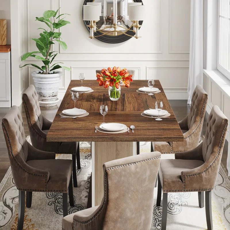 Tribesigns Dining Tables*55" Rectangular Dining Table, Farmhouse Wood Kitchen Table for 4 to 6 People