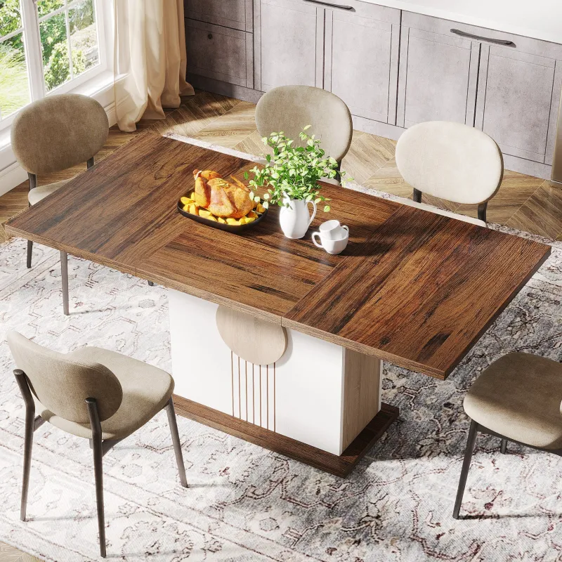 Tribesigns Dining Tables*55" Rectangular Dining Table, Farmhouse Wood Kitchen Table for 4 to 6 People