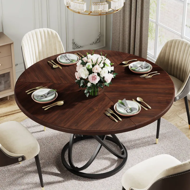 Tribesigns Dining Tables*47" Round Dining Table, Dinner Kitchen Table with Metal Base