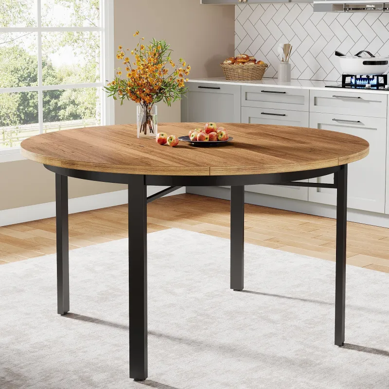 Tribesigns Dining Tables*46" Round Dining Table, Farmhouse Kitchen Table Dinner Table for 4 - 6 People