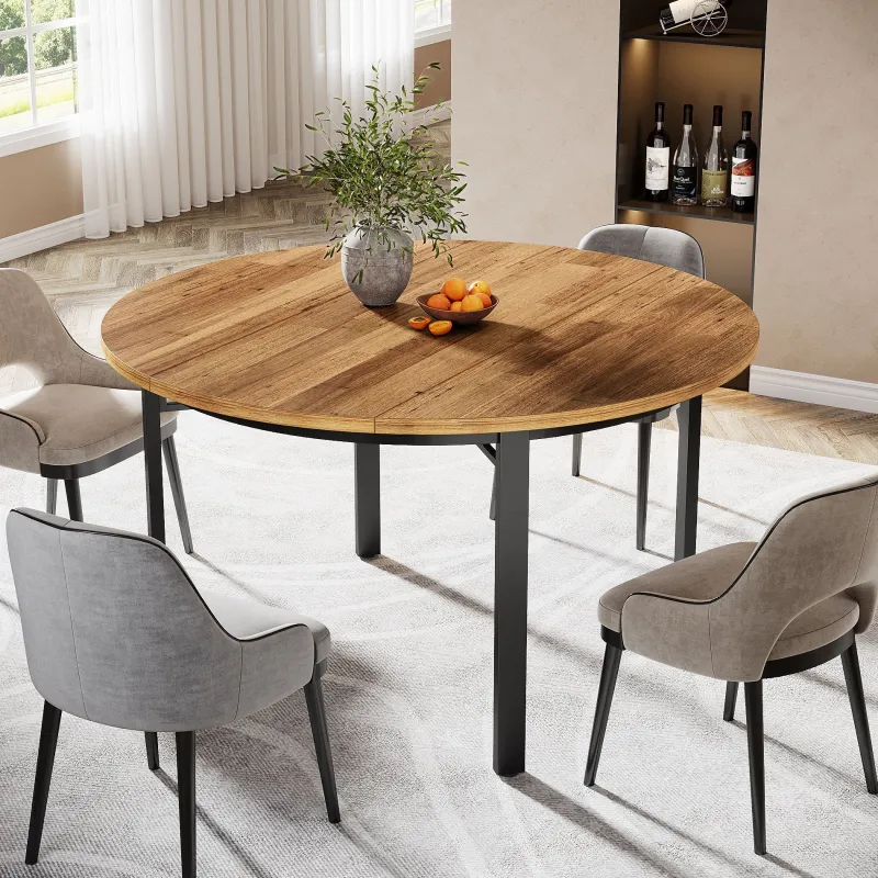 Tribesigns Dining Tables*46" Round Dining Table, Farmhouse Kitchen Table Dinner Table for 4 - 6 People