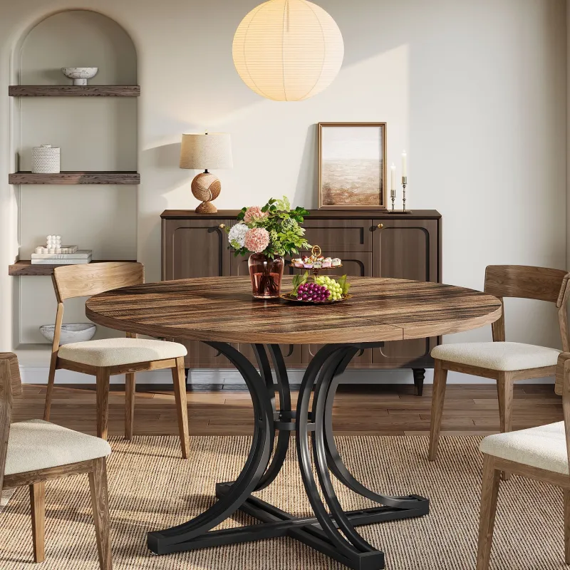 Tribesigns Dining Tables*47" Round Dining Table, Farmhouse Kitchen Table for 4 - 6 People
