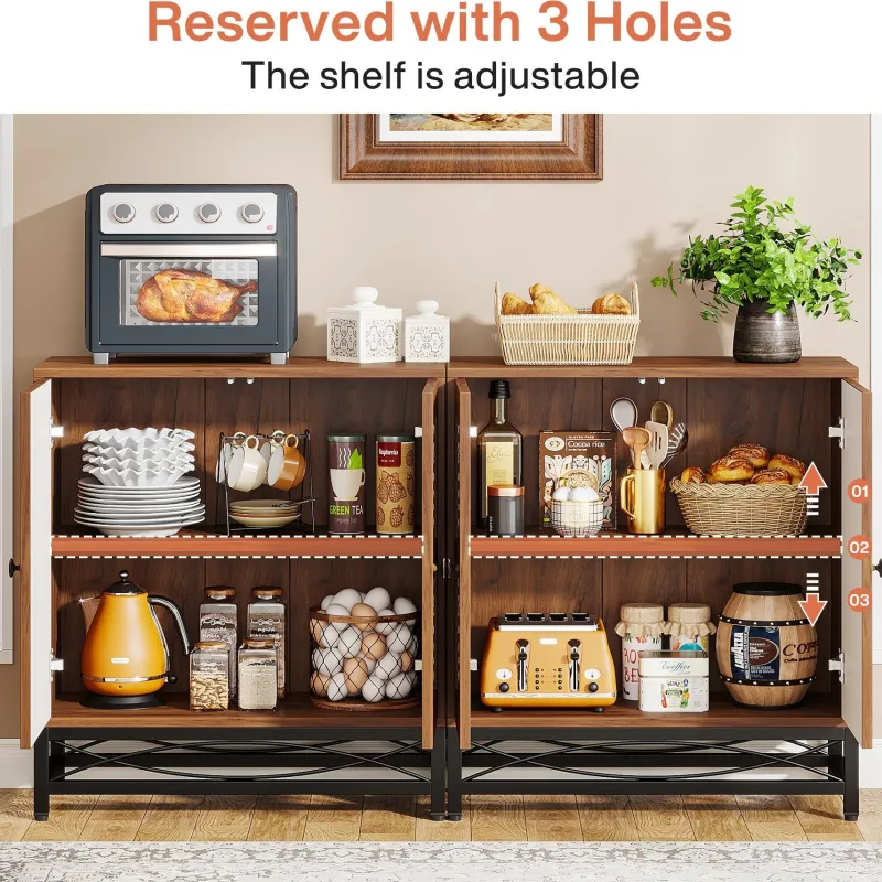Tribesigns Sideboards & Buffets|Sideboards & Buffets*59" Sideboard Buffet Cabinet with Storage Shelves and Carved Design Doors