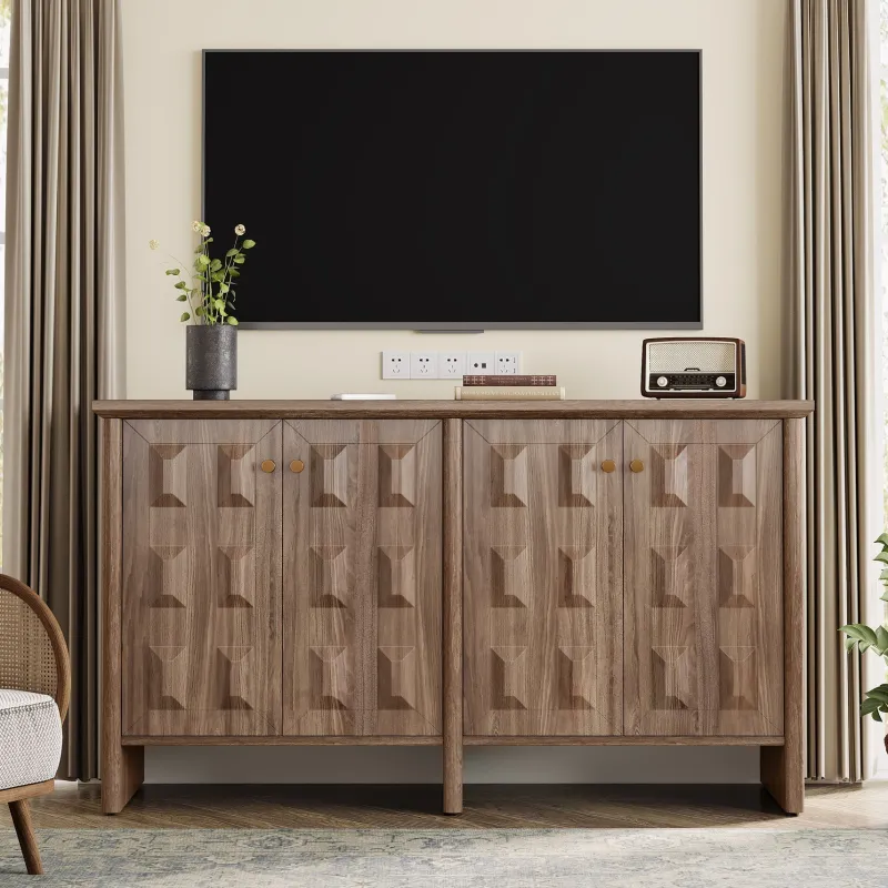 Tribesigns Sideboards & Buffets|Sideboards & Buffets*59" Sideboard Buffet, Console Cabinet Credenzas Coffee Bar Cabinet with Adjustable Shelf
