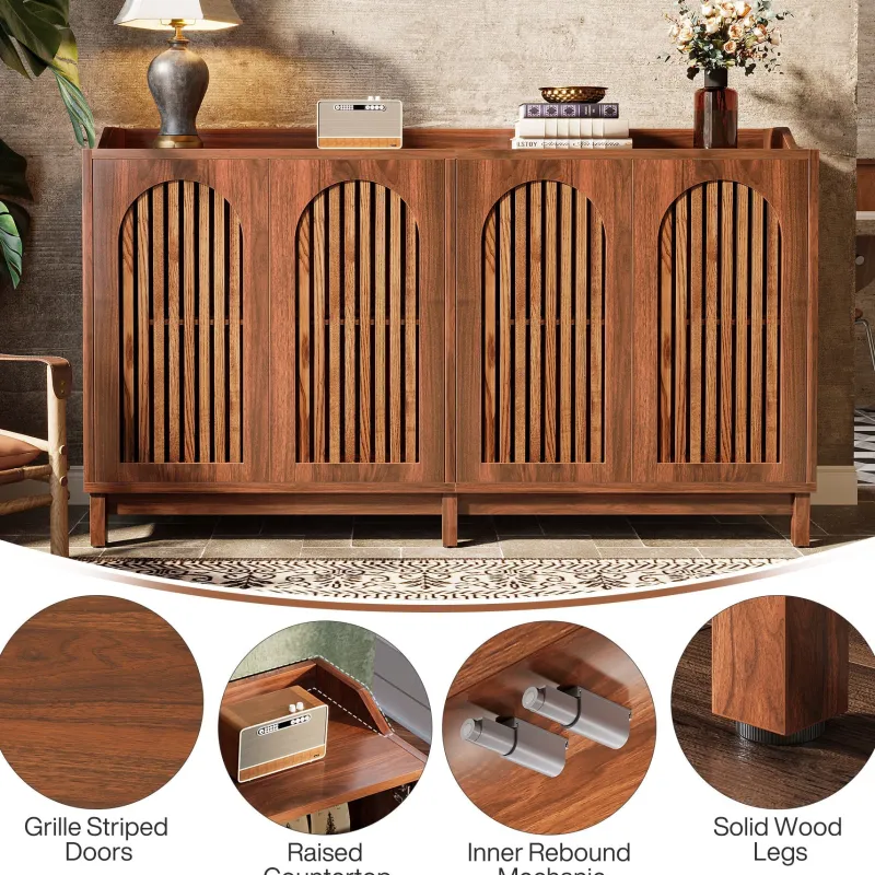 Tribesigns Sideboards & Buffets|Sideboards & Buffets*57" Sideboard Buffet, Farmhouse Storage Cabinet with Adjustable Shelf