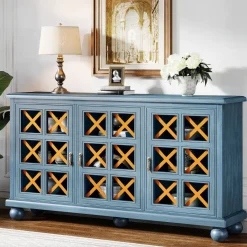 Tribesigns Sideboards & Buffets|Sideboards & Buffets*55" Sideboard Buffet, Farmhouse 3 - Doors Buffet Cabinet Credenza