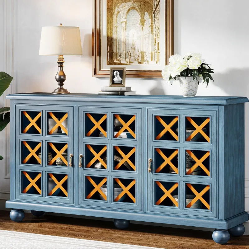 Tribesigns Sideboards & Buffets|Sideboards & Buffets*55" Sideboard Buffet, Farmhouse 3 - Doors Buffet Cabinet Credenza