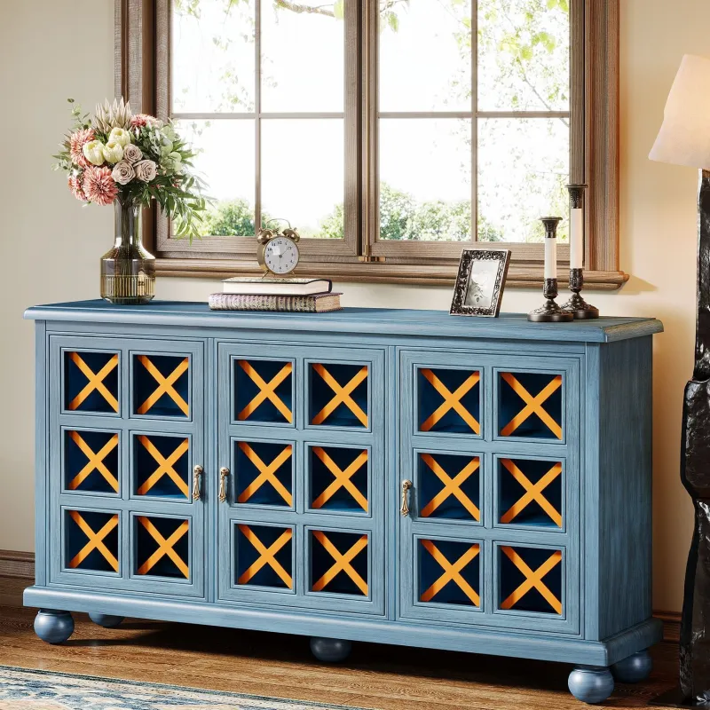Tribesigns Sideboards & Buffets|Sideboards & Buffets*55" Sideboard Buffet, Farmhouse 3 - Doors Buffet Cabinet Credenza