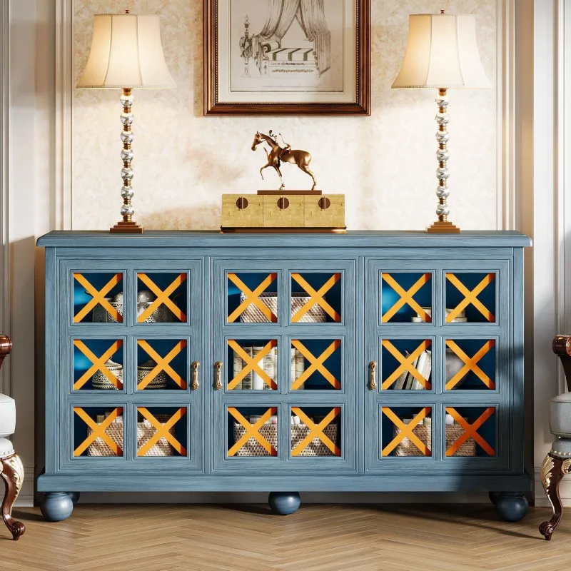 Tribesigns Sideboards & Buffets|Sideboards & Buffets*55" Sideboard Buffet, Farmhouse 3 - Doors Buffet Cabinet Credenza