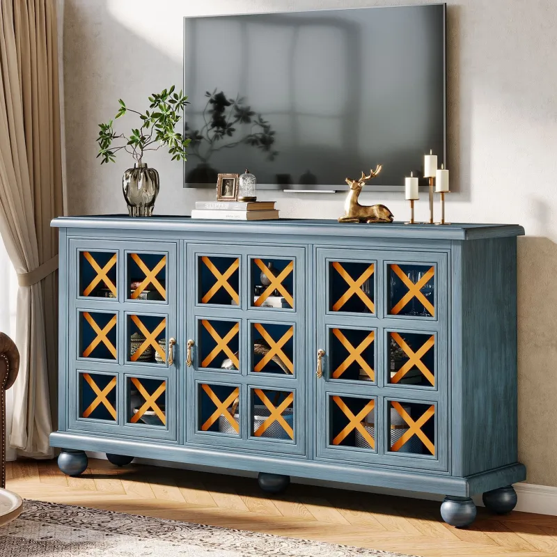Tribesigns Sideboards & Buffets|Sideboards & Buffets*55" Sideboard Buffet, Farmhouse 3 - Doors Buffet Cabinet Credenza