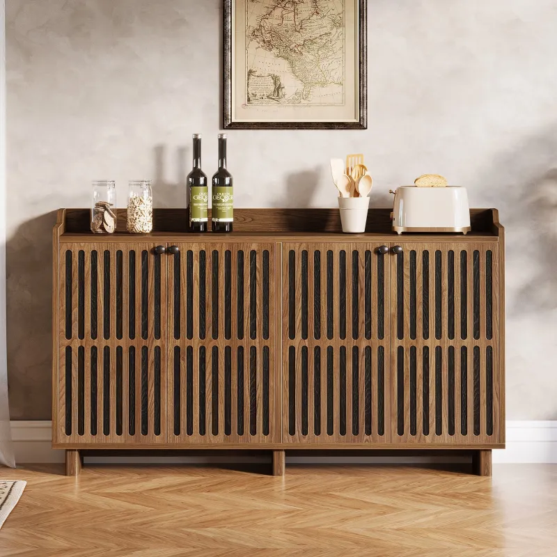 Tribesigns Sideboards & Buffets|Sideboards & Buffets*55" Sideboard Buffet, Farmhouse Storage Cabinet Credenzas with Adjustable Shelves