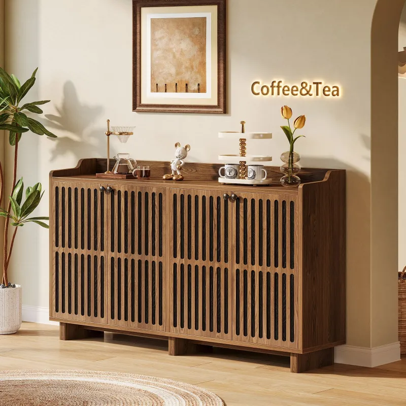 Tribesigns Sideboards & Buffets|Sideboards & Buffets*55" Sideboard Buffet, Farmhouse Storage Cabinet Credenzas with Adjustable Shelves