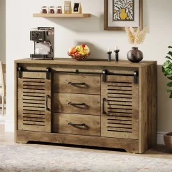 Tribesigns Sideboards & Buffets|Sideboards & Buffets*47" Sideboard Buffet, Farmhouse Buffet Cabinet With Sliding Doors & Adjustable Shelves