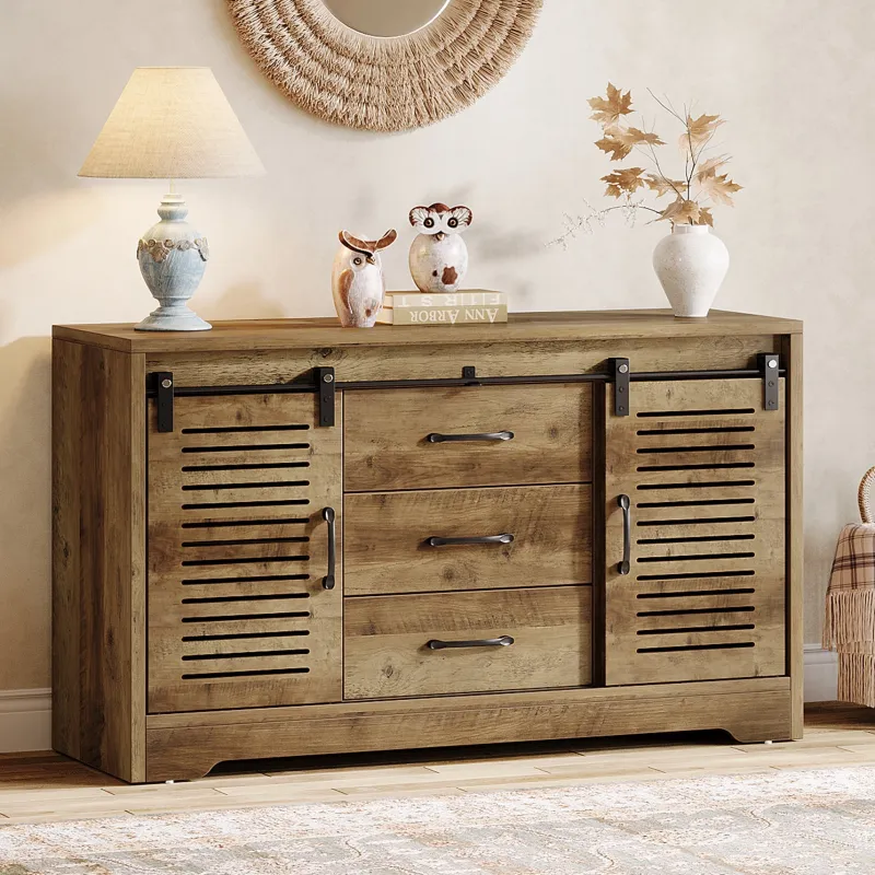 Tribesigns Sideboards & Buffets|Sideboards & Buffets*47" Sideboard Buffet, Farmhouse Buffet Cabinet With Sliding Doors & Adjustable Shelves