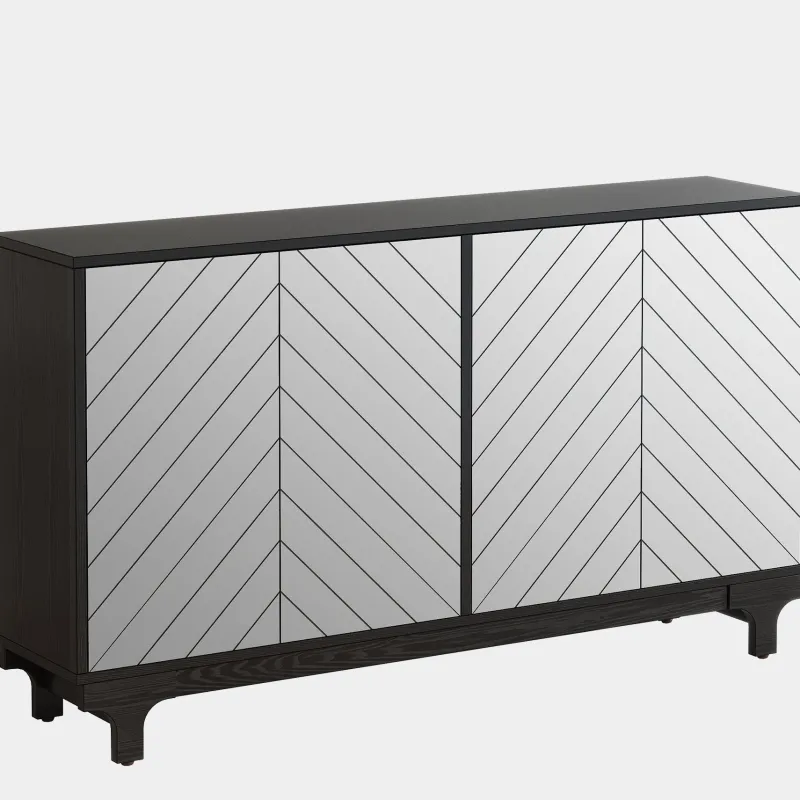 Tribesigns Sideboards & Buffets|Sideboards & Buffets*59" Sideboard Buffet, Modern Credenzas Storage Cabinet with 4 Acrylic Mirror Doors