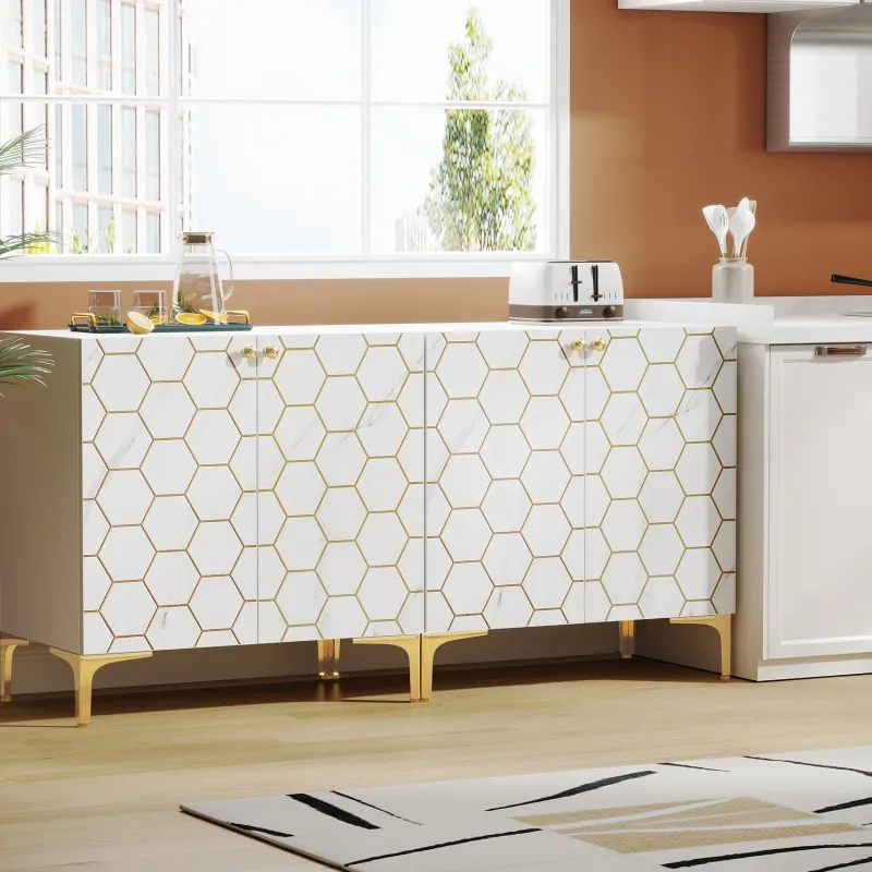 Tribesigns Sideboards & Buffets|Sideboards & Buffets*31.5" Sideboard Buffet Set of 2, Modern Storage Cabinet with Doors