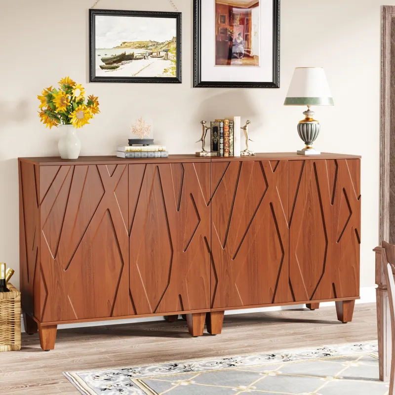 Tribesigns Sideboards & Buffets|Sideboards & Buffets*55" Sideboard Buffet Storage Credenza Cabinet with Solid Wood Legs