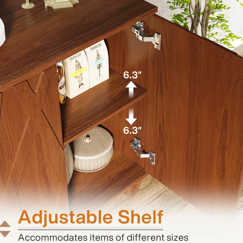 Tribesigns Sideboards & Buffets|Sideboards & Buffets*55" Sideboard Buffet Storage Credenza Cabinet with Solid Wood Legs