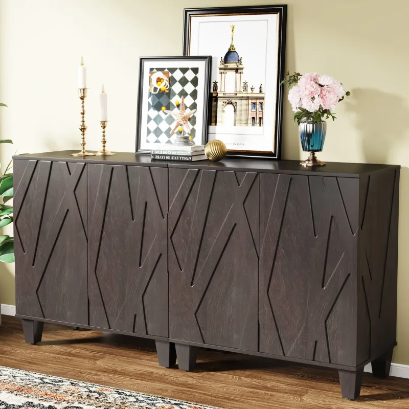 Tribesigns Sideboards & Buffets|Sideboards & Buffets*55" Sideboard Buffet Storage Credenza Cabinet with Solid Wood Legs