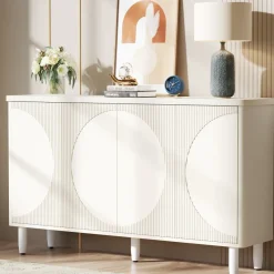 Tribesigns Sideboards & Buffets|Sideboards & Buffets*59.4" Sideboard Buffet, White Credenza Storage Cabinet with Doors