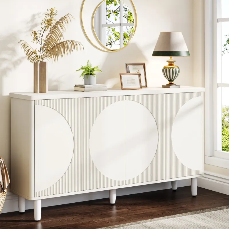 Tribesigns Sideboards & Buffets|Sideboards & Buffets*59.4" Sideboard Buffet, White Credenza Storage Cabinet with Doors