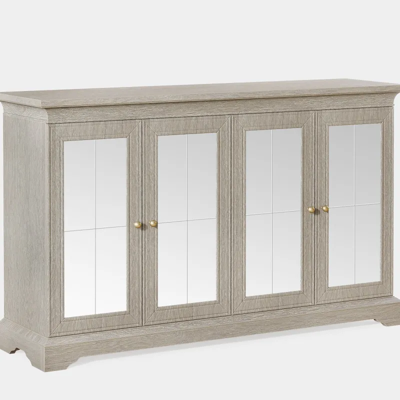 Tribesigns Sideboards & Buffets|Sideboards & Buffets*55" Sideboard Buffet, Wood Mirrored Buffet Cabinet with Adjustable Shelves