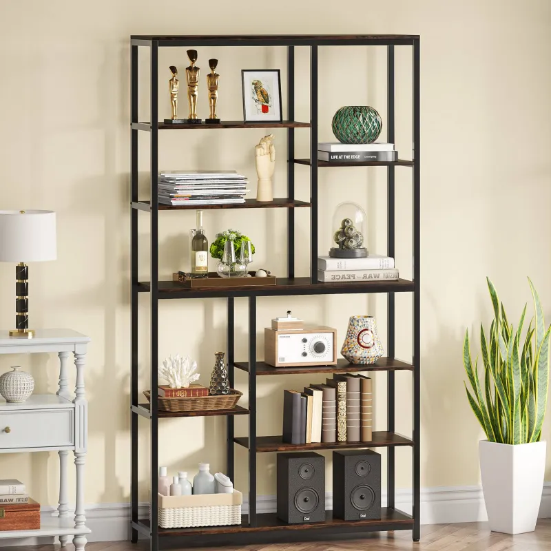 Tribesigns Bookcases & Bookshelves|Bookcases & Bookshelves*79" Tall Bookshelf, 8 - Tier Staggered Etagere Bookcase Shelving Unit