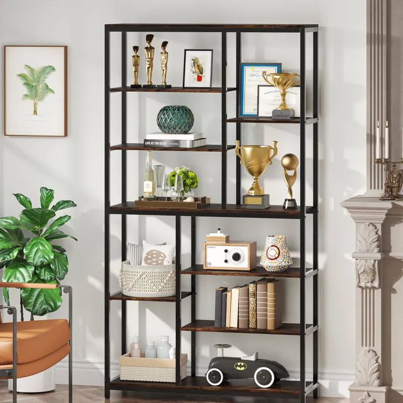 Tribesigns Bookcases & Bookshelves|Bookcases & Bookshelves*79" Tall Bookshelf, 8 - Tier Staggered Etagere Bookcase Shelving Unit
