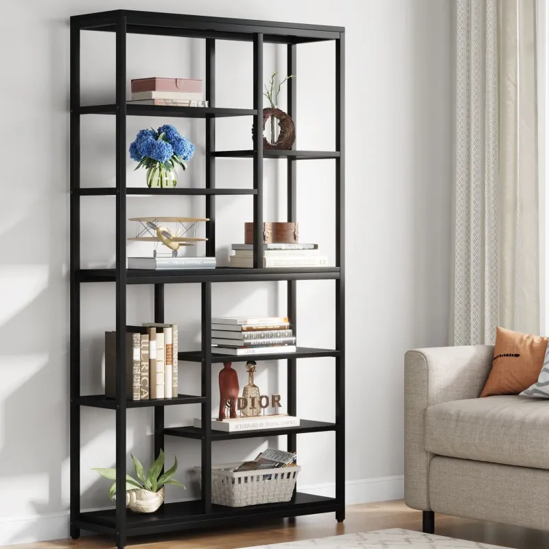 Tribesigns Bookcases & Bookshelves|Bookcases & Bookshelves*79" Tall Bookshelf, 8 - Tier Staggered Etagere Bookcase Shelving Unit