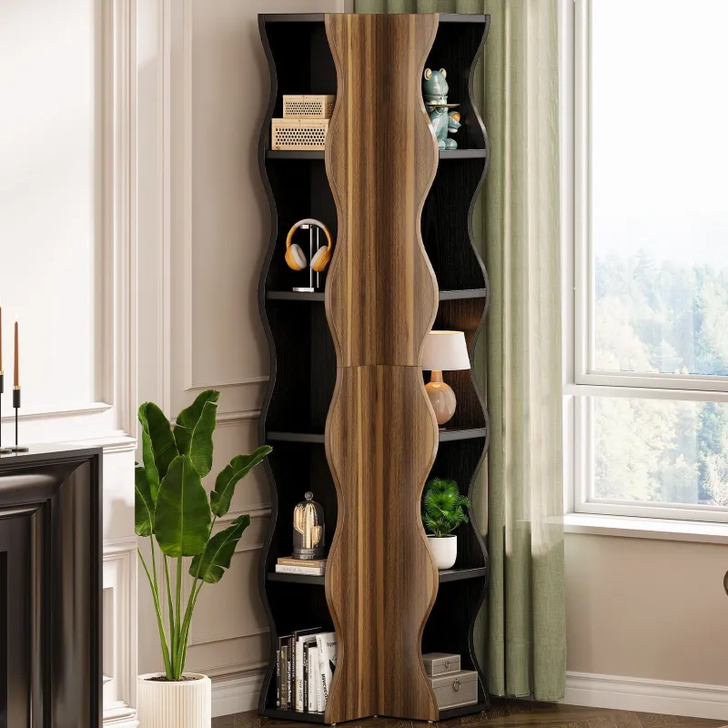 Tribesigns Corner Shelves|Corner Shelves*70.8" Tall Corner Shelf, 6 - Tier Bookshelf Display Shelves Storage Organizer
