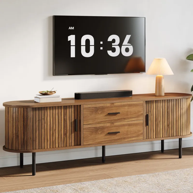 Tribesigns Tv Stands*70" TV Stand, Modern Media Console with Storage and Sliding Tambour Door