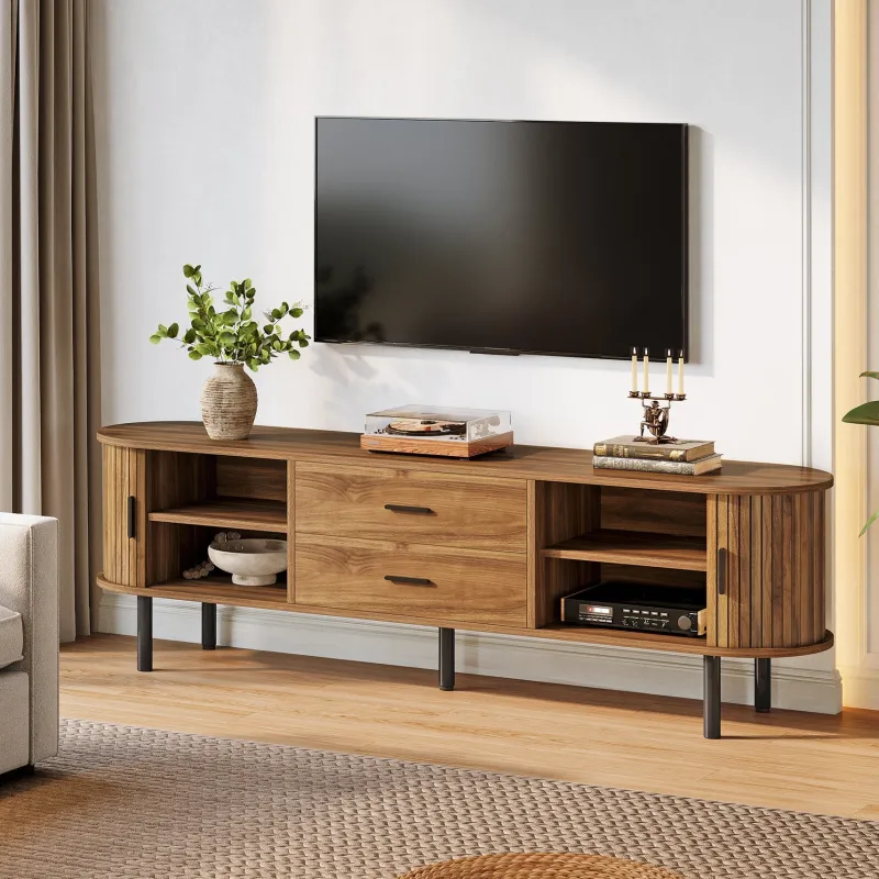 Tribesigns Tv Stands*70" TV Stand, Modern Media Console with Storage and Sliding Tambour Door