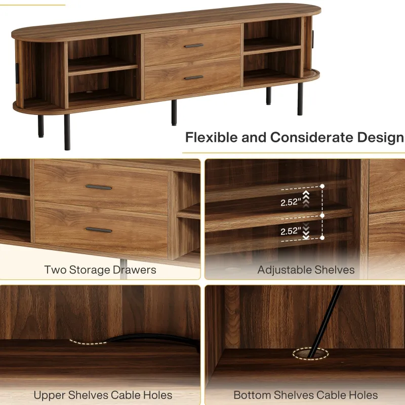 Tribesigns Tv Stands*70" TV Stand, Modern Media Console with Storage and Sliding Tambour Door