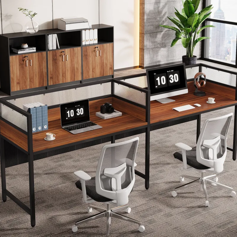 Tribesigns Desks*94.5" Two - Person Desk, Office Computer Desk Workstation Desk with Privacy Panel