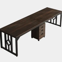 Tribesigns Desks*78.7" Two Person Desk, Long Computer Desk with File Cabinet