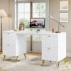 Tribesigns Desks*59" White Computer Desk with File Drawers, Wood Executive Desk for Home Office