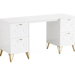 Tribesigns Desks*59" White Computer Desk with File Drawers, Wood Executive Desk for Home Office
